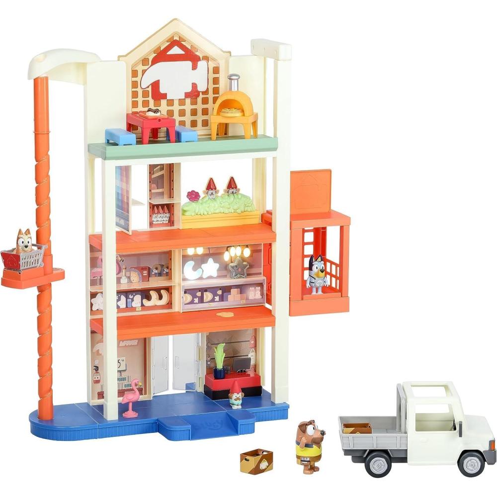 imageBluey Hammerbarn Mega Kids Home Improvement Store Playset 22 4 Level Pretend Store with 15 Accessories and 45 Sounds Kids Play Market for Ages 32 Shopping Center