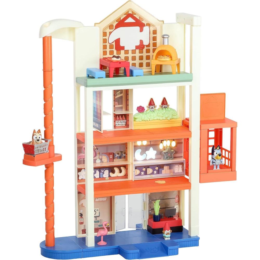 imageBluey Hammerbarn Shopping Playset 4 Level 22quot Tall Playset with Working Lift and Trolley Return Including Lights and 45 Sounds