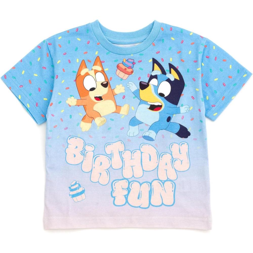 imageBluey July 4th Halloween Christmas Birthday School Heart TShirt Infant to Big Kid Sizes 12 Months 1012Blue Birthday Fun