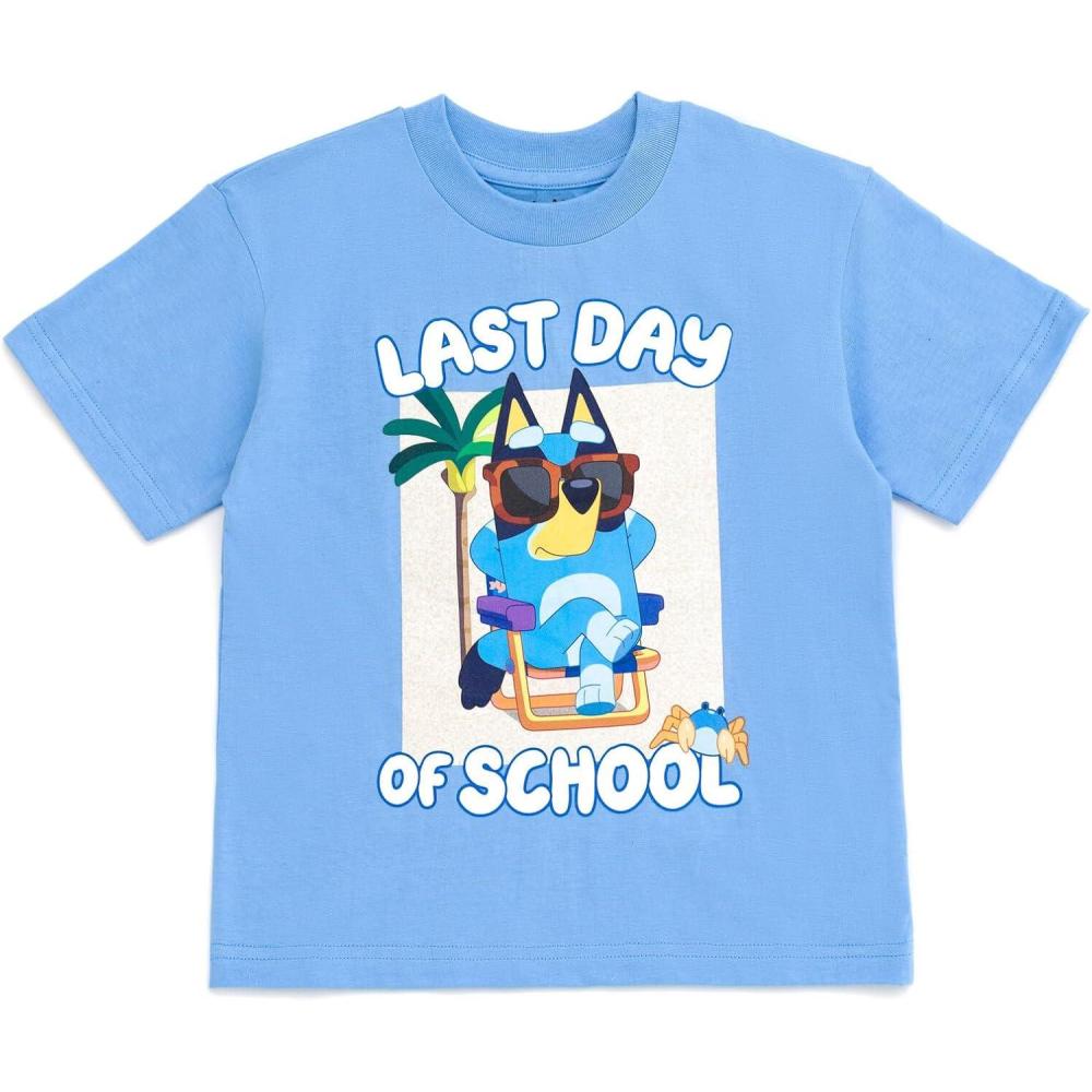 imageBluey July 4th Halloween Christmas Birthday School Heart TShirt Infant to Big Kid Sizes 12 Months 1012Blue Last Day of School
