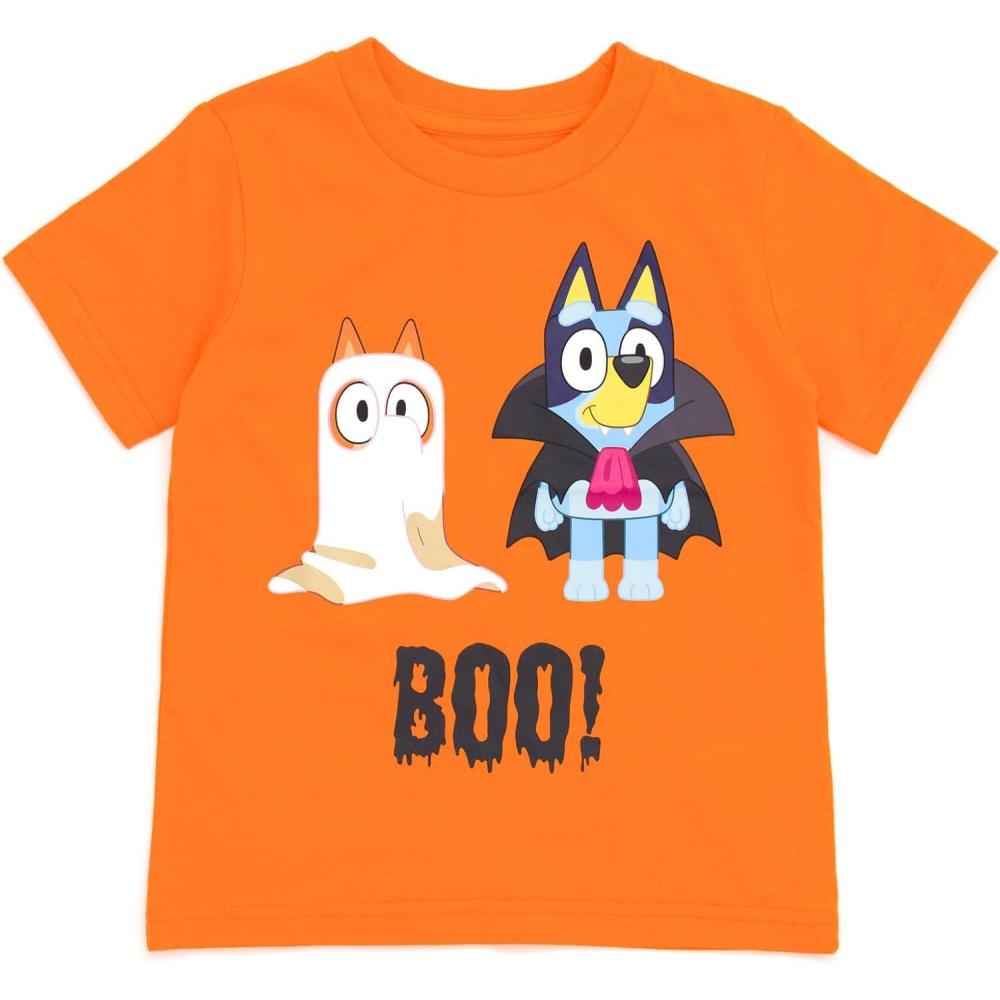 imageBluey July 4th Halloween Christmas Birthday School Heart TShirt Infant to Big Kid Sizes 12 Months 1012Orange Halloween
