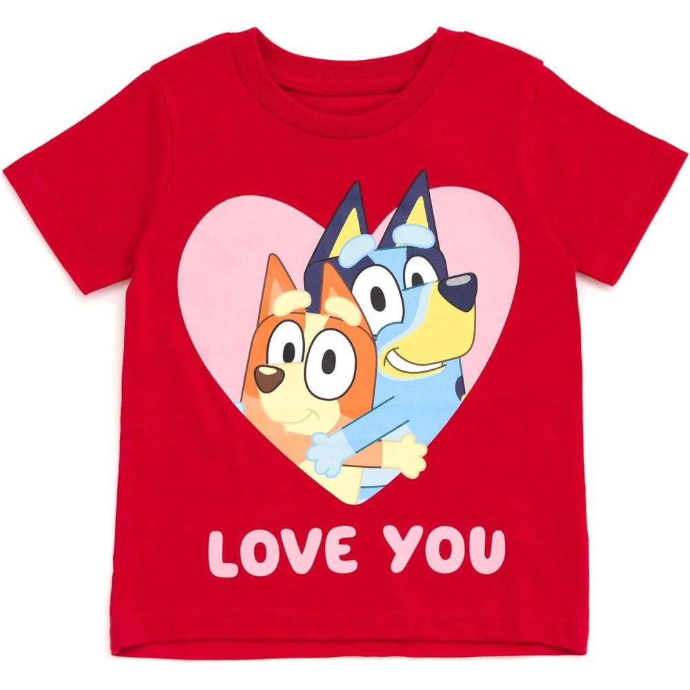 imageBluey July 4th Halloween Christmas Birthday School Heart TShirt Infant to Big Kid Sizes 12 Months 1012Red