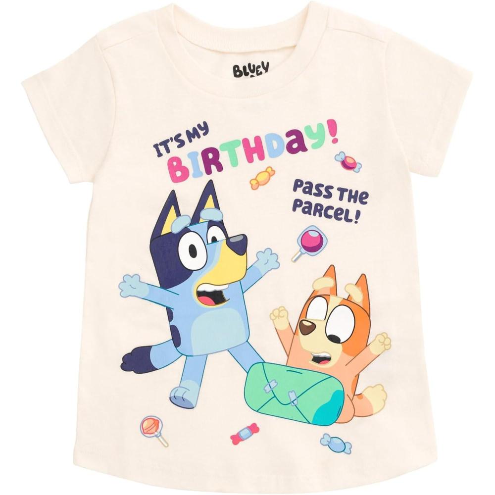imageBluey July 4th Halloween Christmas Birthday School Heart TShirt Infant to Big Kid Sizes 12 Months 1012White Birthday