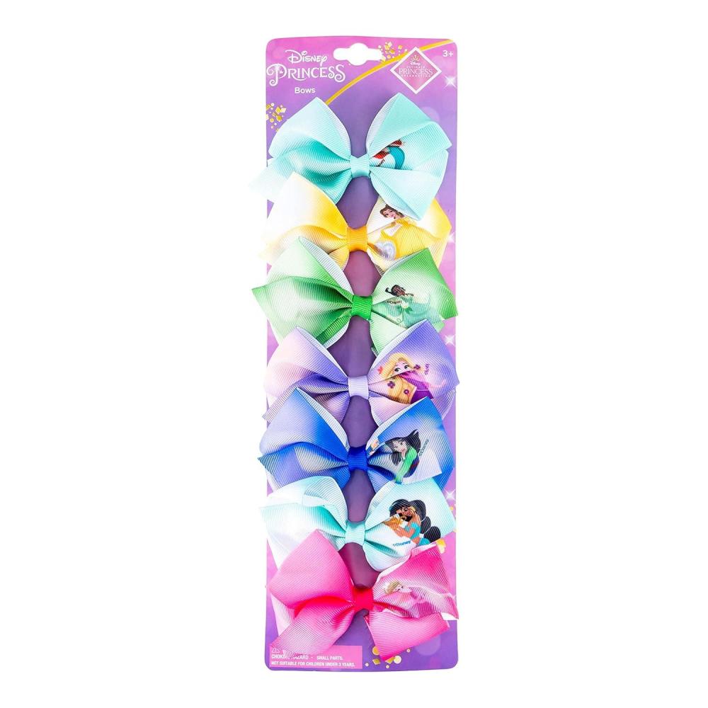 imageBluey Kids Hair Bows Hair Accessories Gift Set Bluey Hair Bow 7 Pcs 4 Inch Bow Bundle HairBows for Girls Different Bluey print on each clip Alligator Clip Ages 3 Disney Princess
