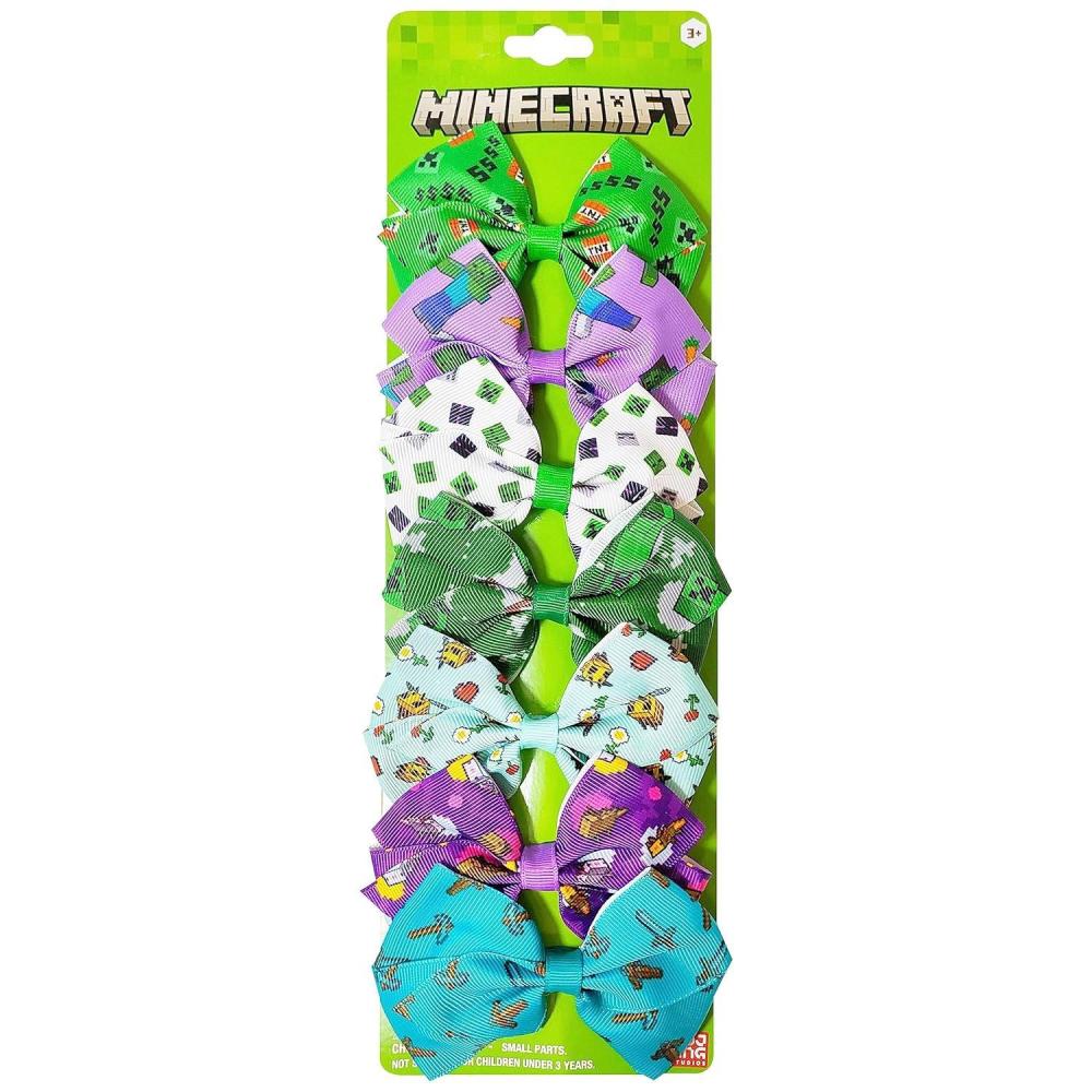 imageBluey Kids Hair Bows Hair Accessories Gift Set Bluey Hair Bow 7 Pcs 4 Inch Bow Bundle HairBows for Girls Different Bluey print on each clip Alligator Clip Ages 3 Minecraft
