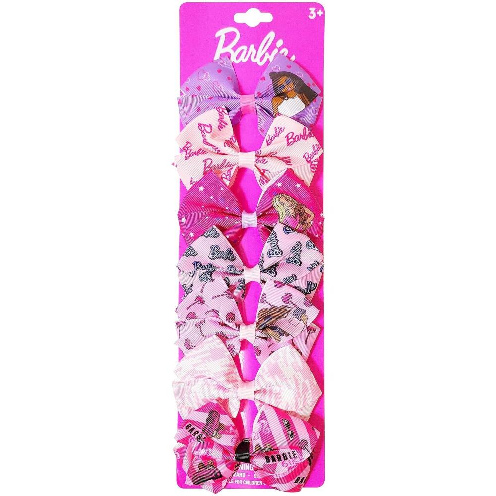 imageBluey Kids Hair Bows Hair Accessories Gift Set Bluey Hair Bow 7 Pcs 4 Inch Bow Bundle HairBows for Girls Different Bluey print on each clip Alligator Clip Ages 3 Barbie