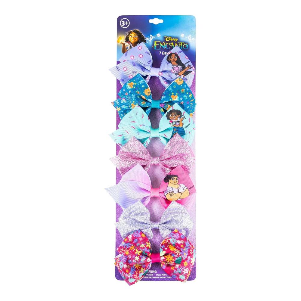 imageBluey Kids Hair Bows Hair Accessories Gift Set Bluey Hair Bow 7 Pcs 4 Inch Bow Bundle HairBows for Girls Different Bluey print on each clip Alligator Clip Ages 3 Disney Encanto