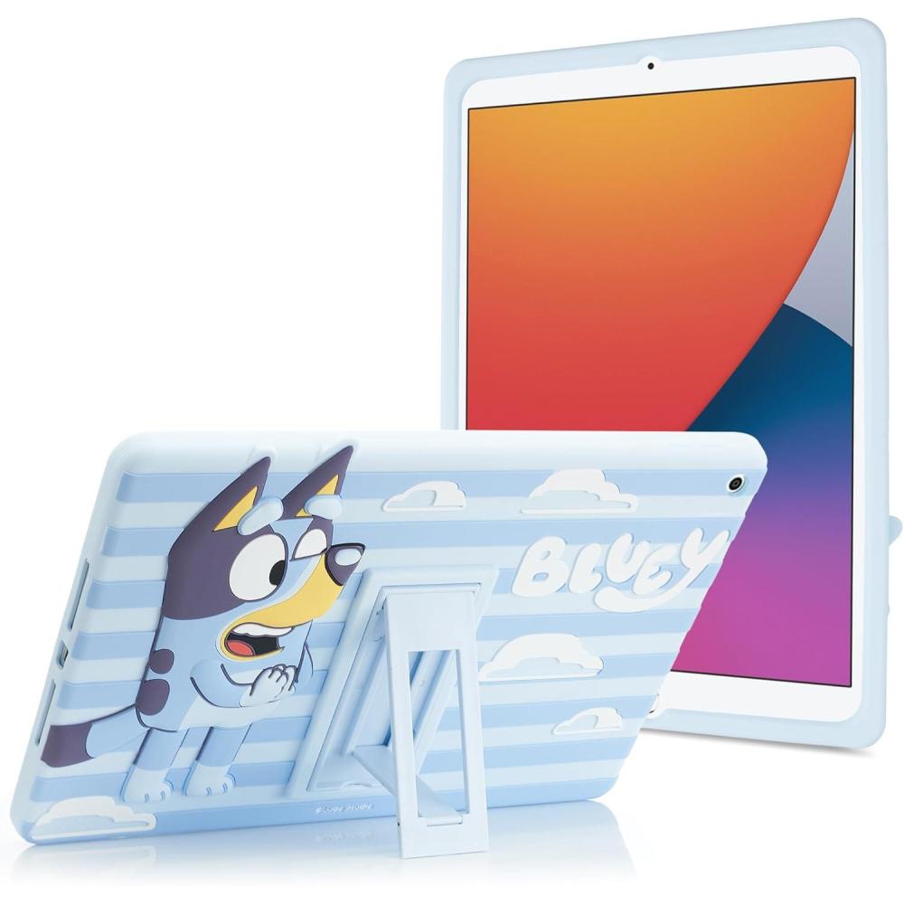 imageBluey Kids iPad Case  102 Case for iPad 9th8th7th Generation  201920202021 Tablet Cover with Stand Shockproof Silicone ProtectorBluey  Blue