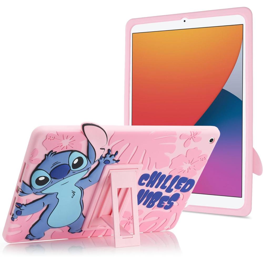 imageBluey Kids iPad Case  102 Case for iPad 9th8th7th Generation  201920202021 Tablet Cover with Stand Shockproof Silicone ProtectorLiloStitch  Pink