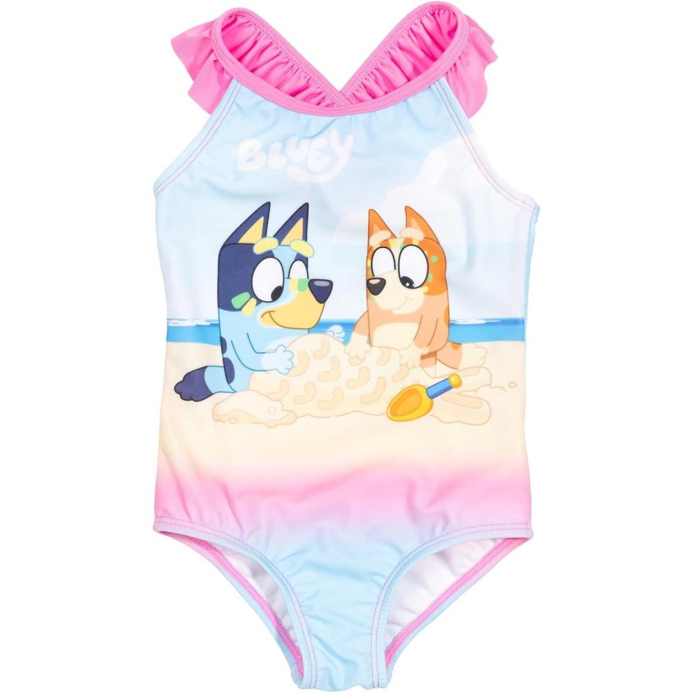 imageBluey One Piece Bathing Suit Infant to Big Kid Sizes 18 Months 1012PinkBlue