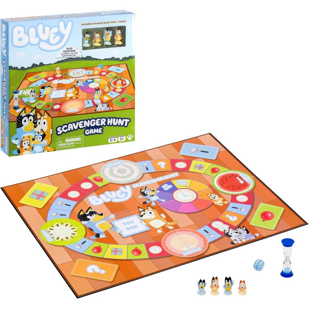 imageBluey Scavenger Hunt Board Game Cooperative Play with 4 Exclusive MiniFigures Indoor Games for Kids Ages 5 Fun Toy Token Collecting GameBluey Scavenger Hunt Game V2