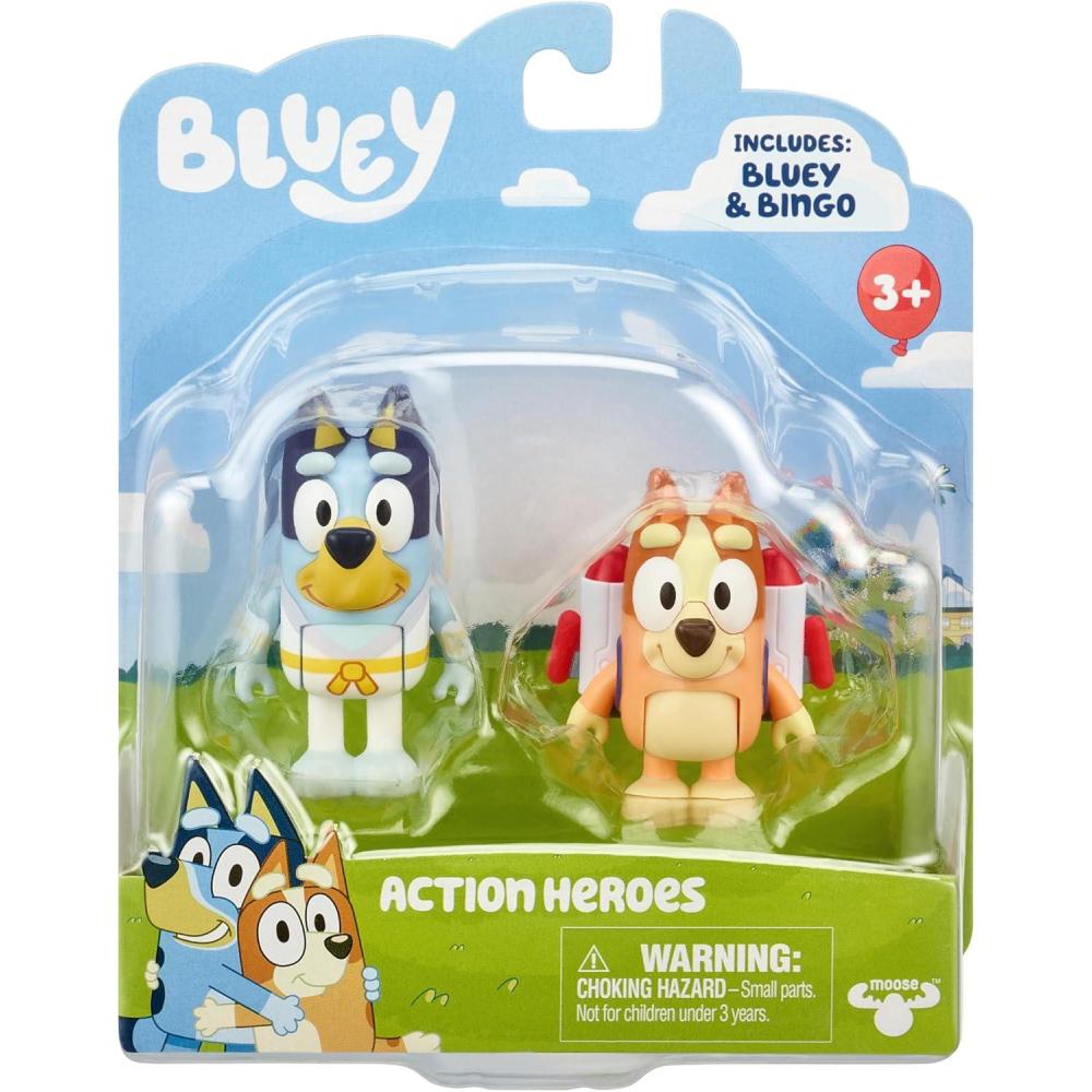 imageBluey Showtime Figurine Toys Pack of 4 Articulated Character Toys with Bingo Bandit and Chilli Figurines Small Action Figures for Kids Ages 3Action Heroes