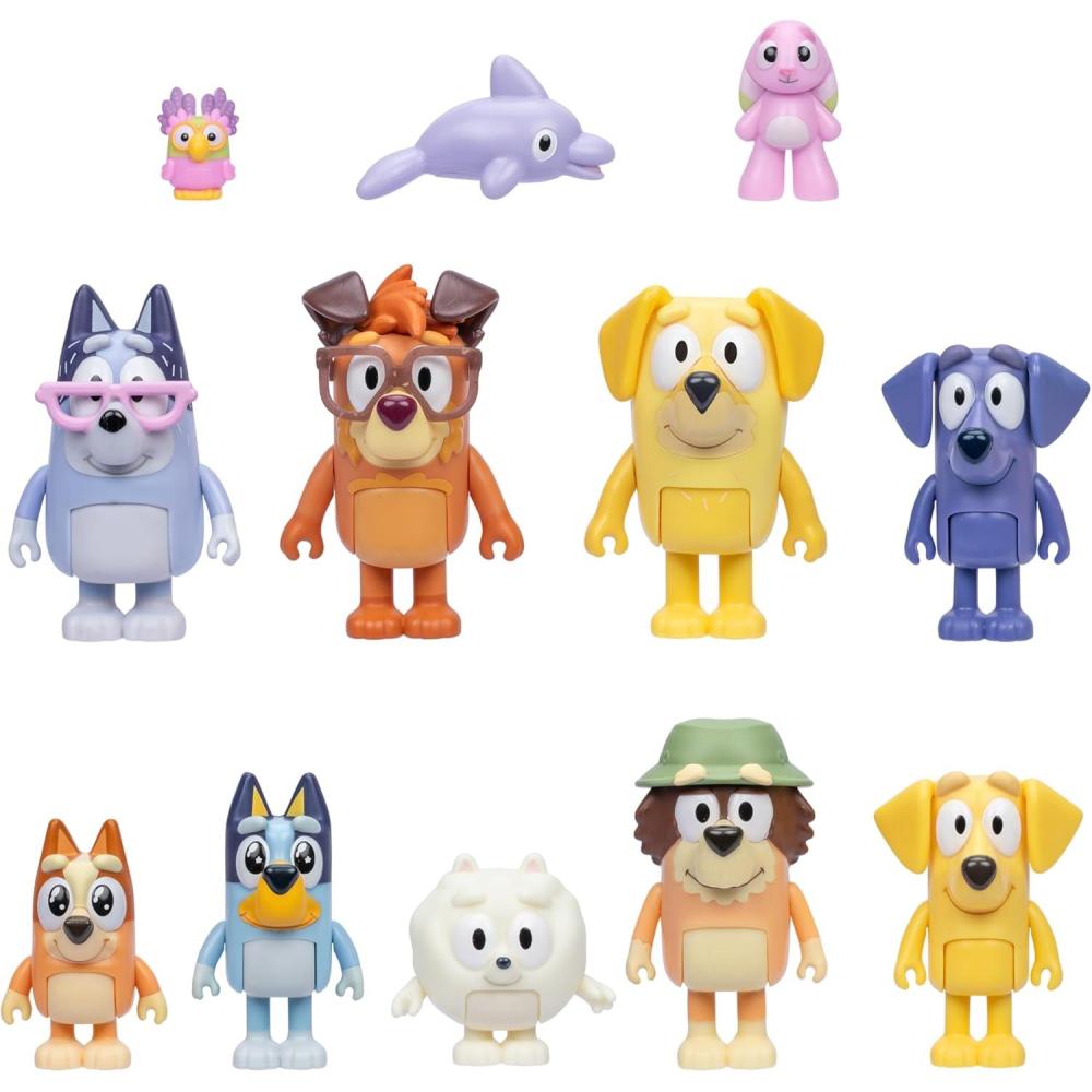imageBluey Super Fan Figurines for Toddlers Set 11 Character Pack with Exclusive Figures Toddler Figurine Toys Includes Bluey Bingo ampamp More Ages 31 Bluey Super Set