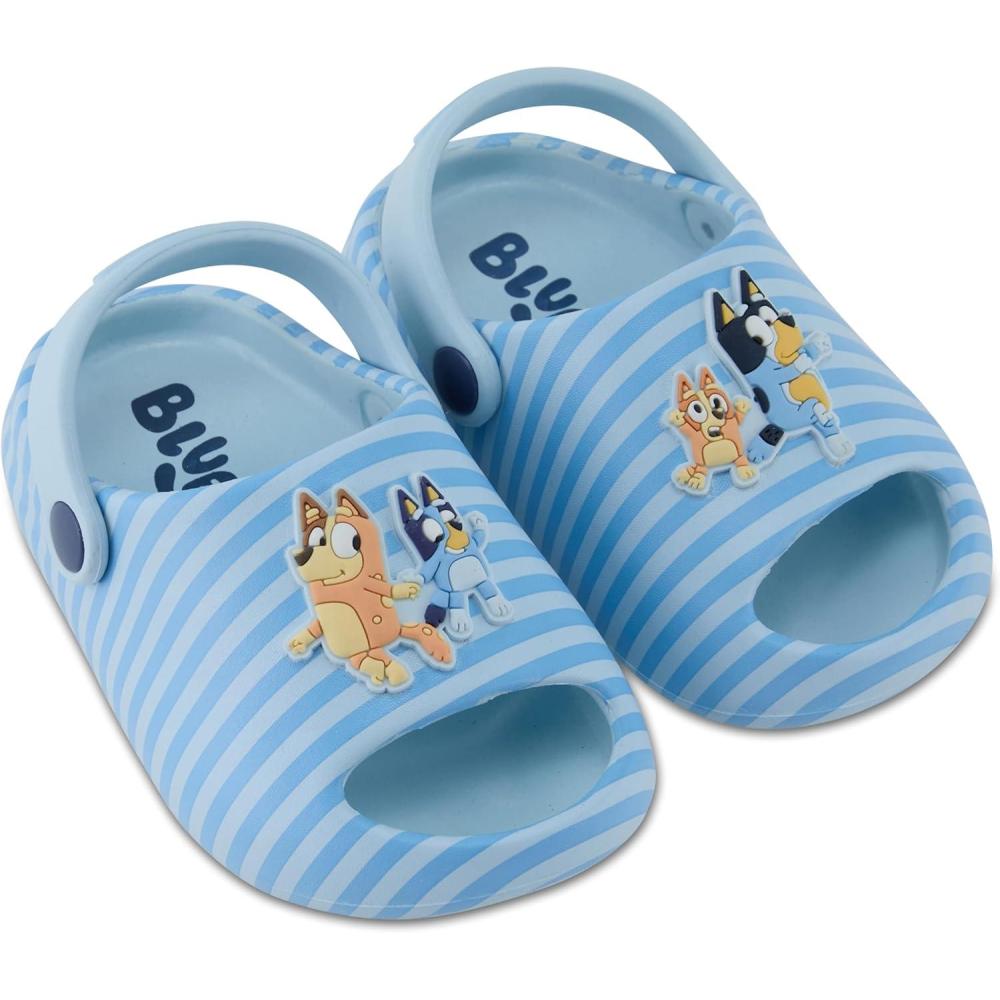 imageBluey ampamp Bingo Kids EVA Clog Molded Open Toe EVA Clog for Boys ampamp Girls Featuring Bandit Chilli ampamp Bingo ShoesBlue Stripe