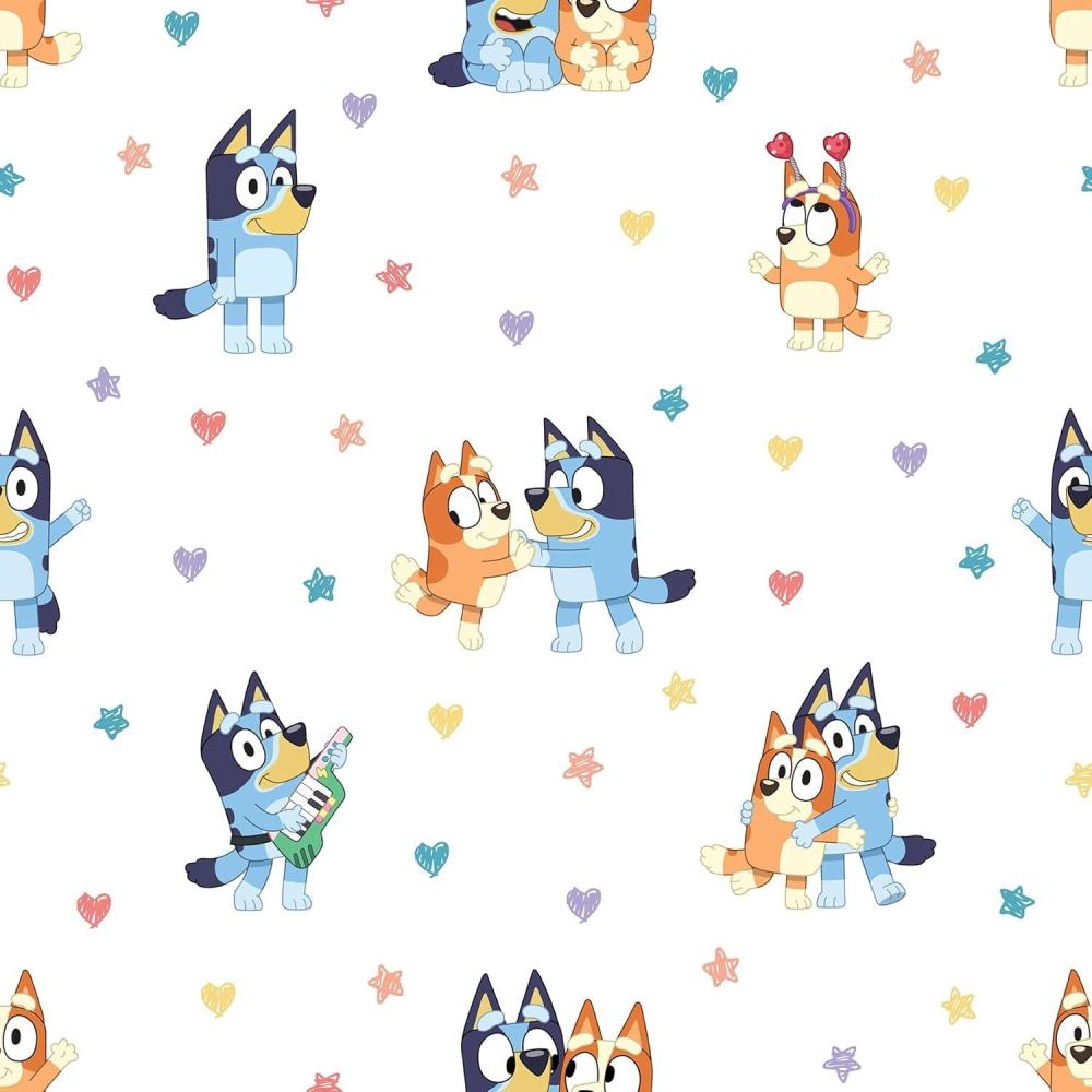 imageBluey and Bingo Hearts Multicolor Peel and Stick Wallpaper RMWS1307
