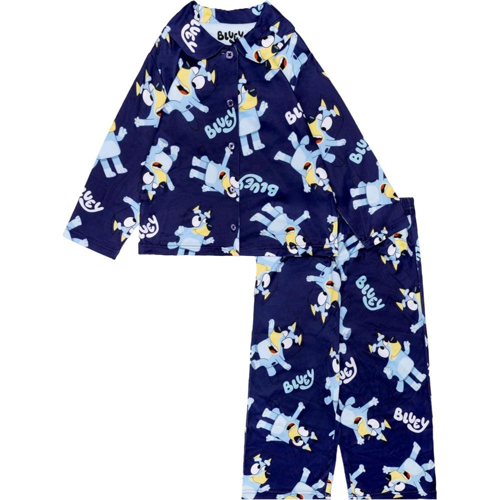 imageBluey girls 2piece Loosefit Button Down Pajama Set Soft ampamp Cute for KidsBluey