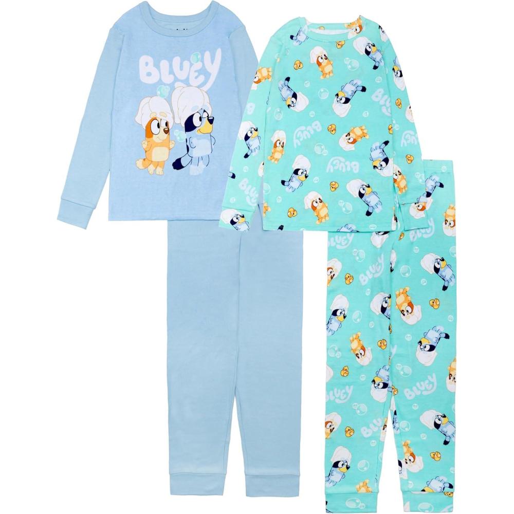imageBluey girls 4piece Snugfit Cotton Pajama Set Soft ampamp Cute for KidsBluey Spa