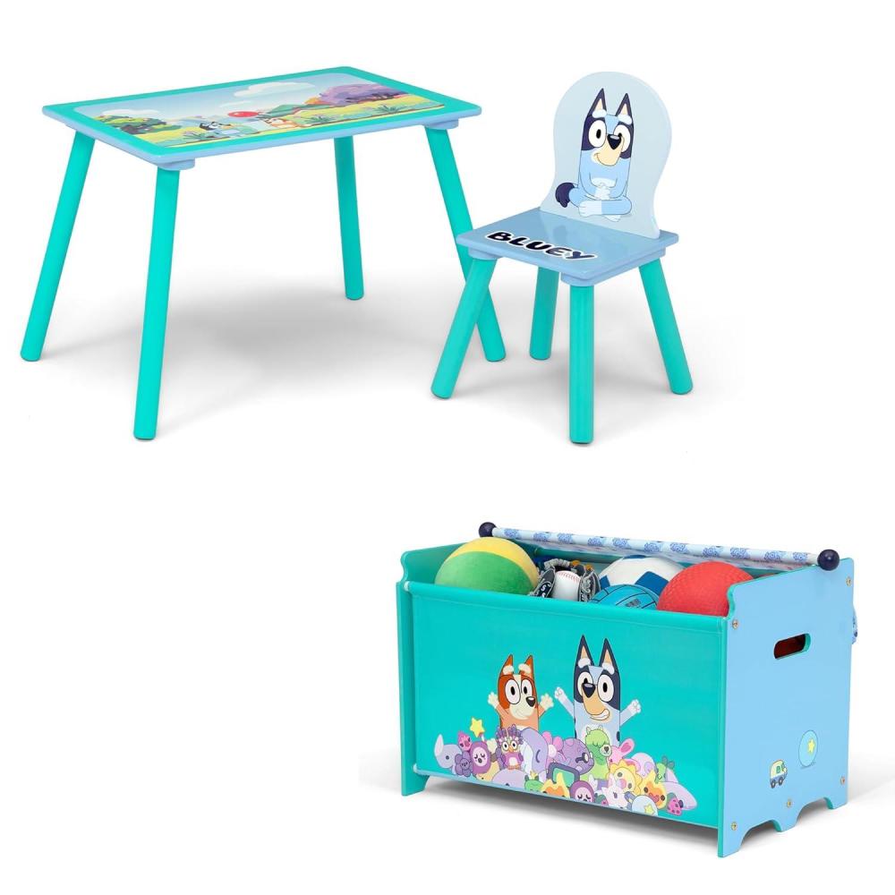 imageDelta Children Bluey 3Piece Toddler Playroom Set Includes Table Chair and Toy Box BlueBluey