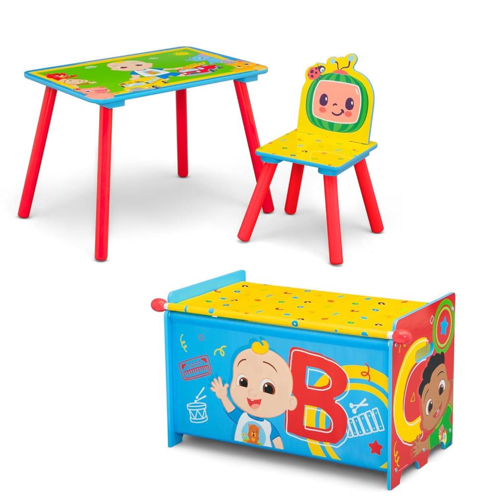 imageDelta Children Bluey 3Piece Toddler Playroom Set Includes Table Chair and Toy Box BlueCocomelon