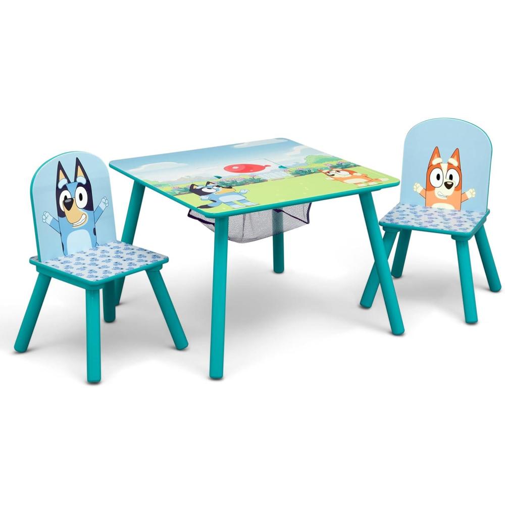 imageDelta Children Bluey Kids Table and Chair Set with Storage 2 Chairs Included Greenguard Gold Certified Ideal for Arts ampamp Crafts Snack Time Homeschooling Homework ampamp More BlueBluey