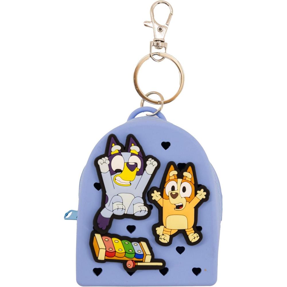 imageDisney Stitch Hello Kitty or Bluey Keychain for Kids  Silicone Mini Backpack Zipper Pull Key Ring Bag CharmBluey