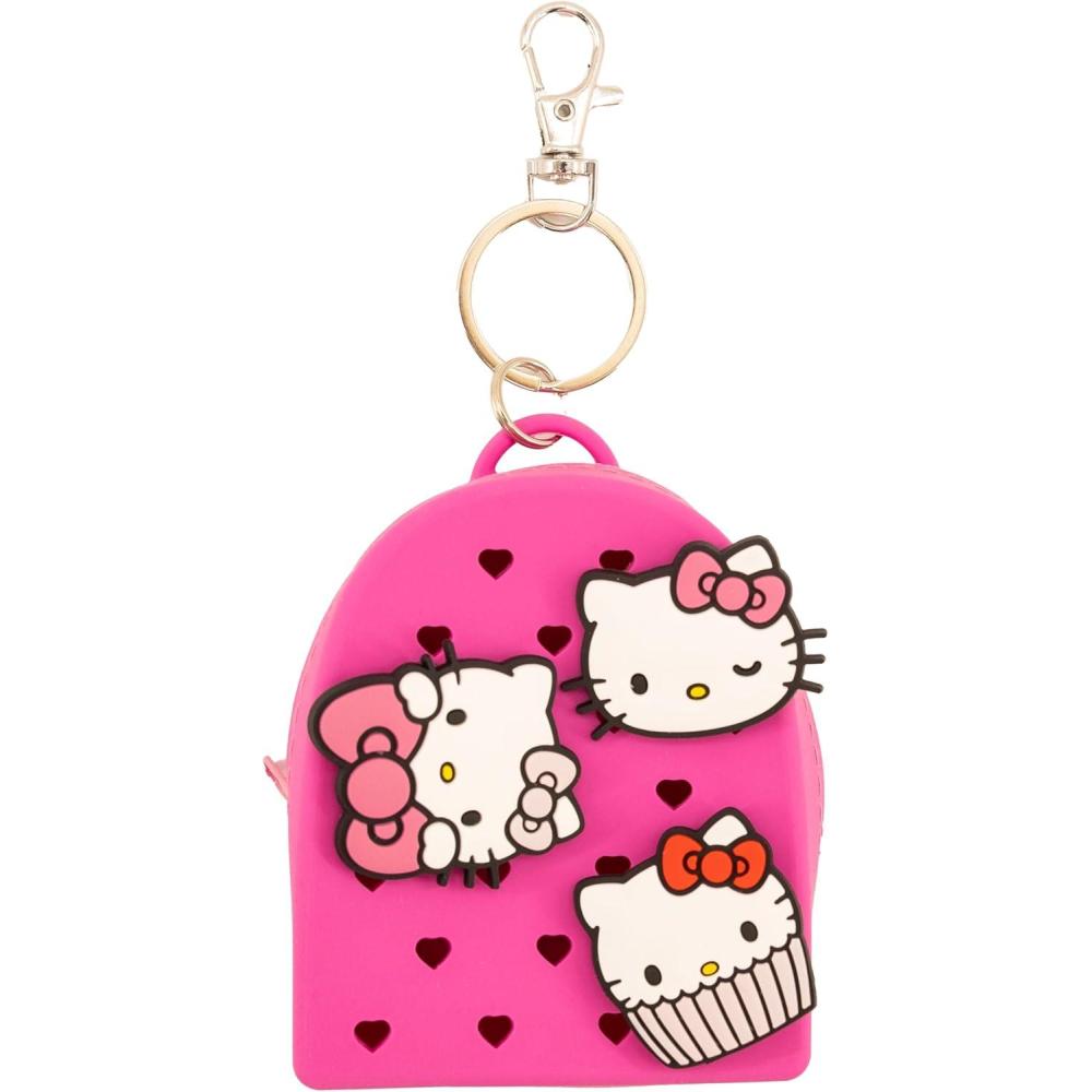 imageDisney Stitch Hello Kitty or Bluey Keychain for Kids Silicone Mini Backpack Zipper Pull Key Ring Bag CharmHello Kitty