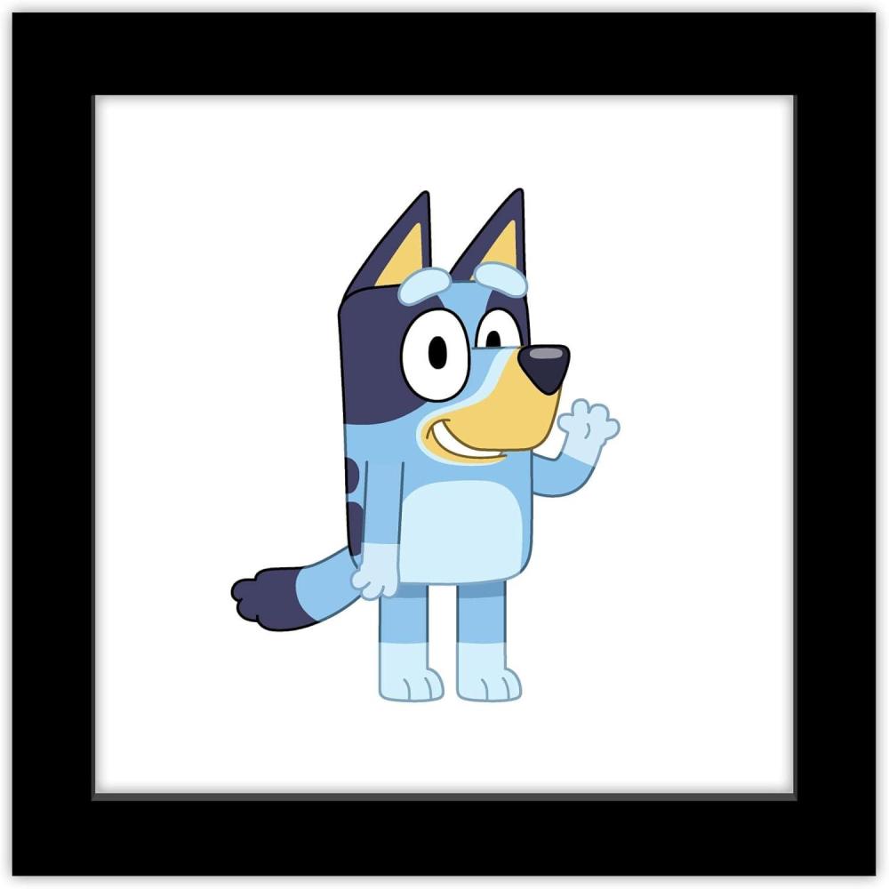imageGallery Pops Bluey  Bluey Waving Wall Art White Framed Version 12 x 12Black Framed Version