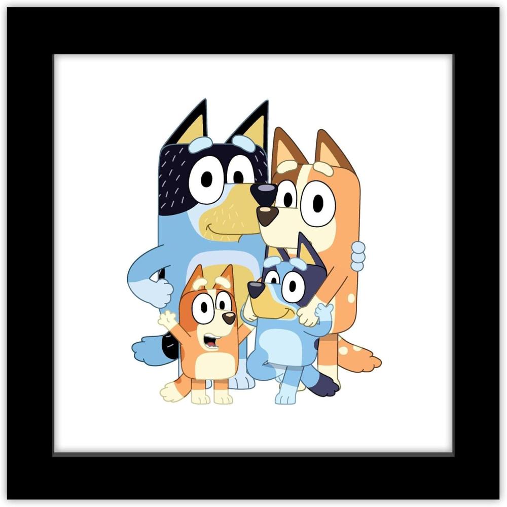 imageGallery Pops Bluey Dad Mum Bluey and Bingo Wall Art White Framed Version 12 x 12Black Framed Version