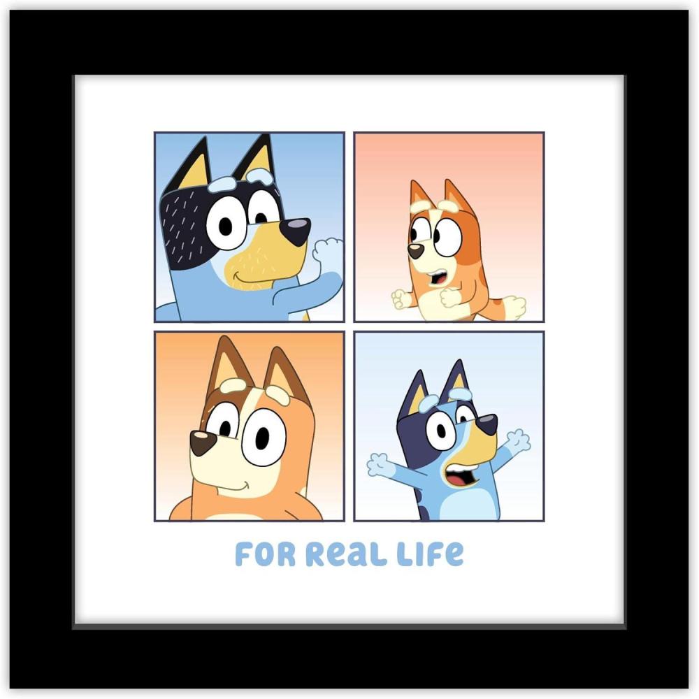 imageGallery Pops Bluey For Real Life Wall Art White Framed Version 12quot x 12quot Gallery Pops Wall ArtBlack Framed Version