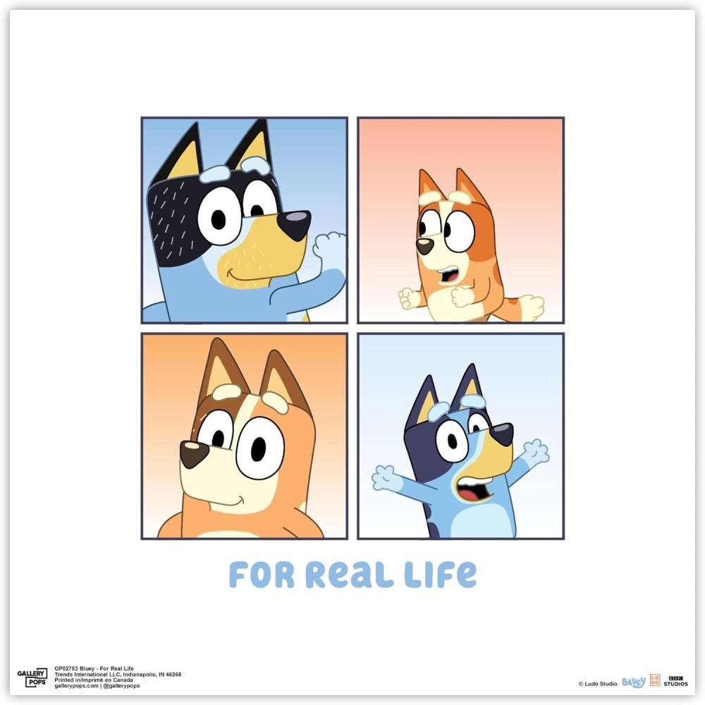 imageGallery Pops Bluey For Real Life Wall Art White Framed Version 12quot x 12quot Gallery Pops Wall ArtUnframed Version