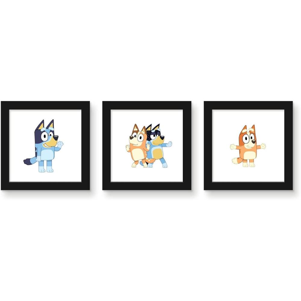 imageGallery Pops Bluey Sisters Wall Art Bundle 3Pack Gallery Pops Wall Art White Framed VersionBlack Framed Version