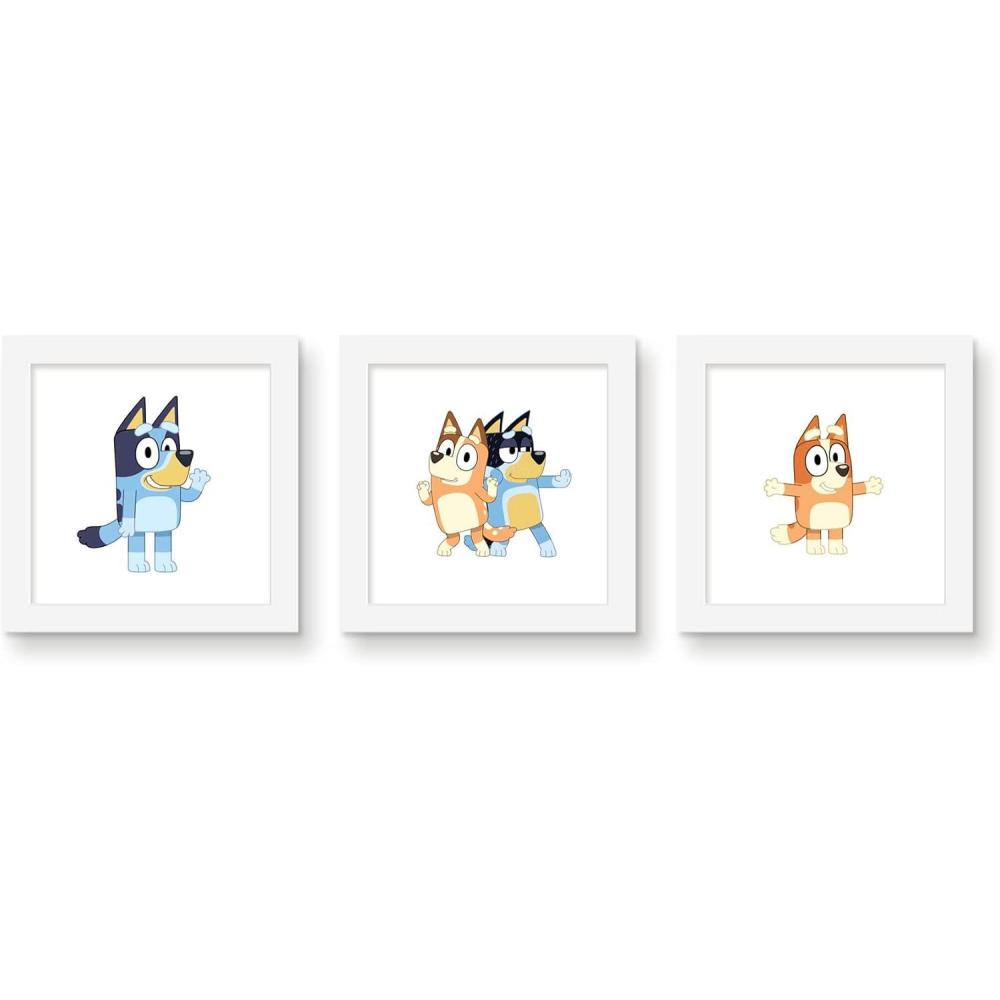 imageGallery Pops Bluey Sisters Wall Art Bundle 3Pack Gallery Pops Wall Art White Framed VersionWhite Framed Version
