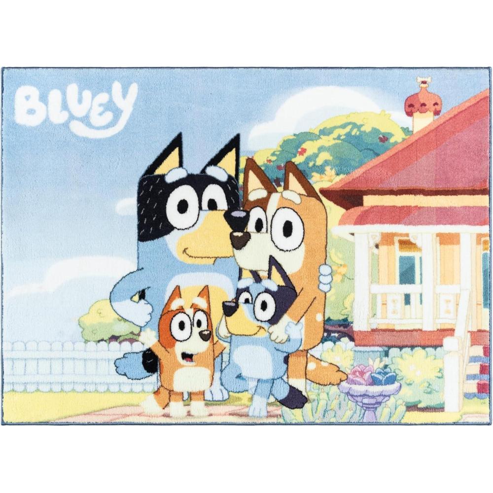 imageGertmenian Bluey Indoor Area Rug 3x5 Small NonSlip Ideal for Children in Bedroom Game Room Classroom Nursery or Play Area Bluey Playful Friends Multi 28029Bluey Family