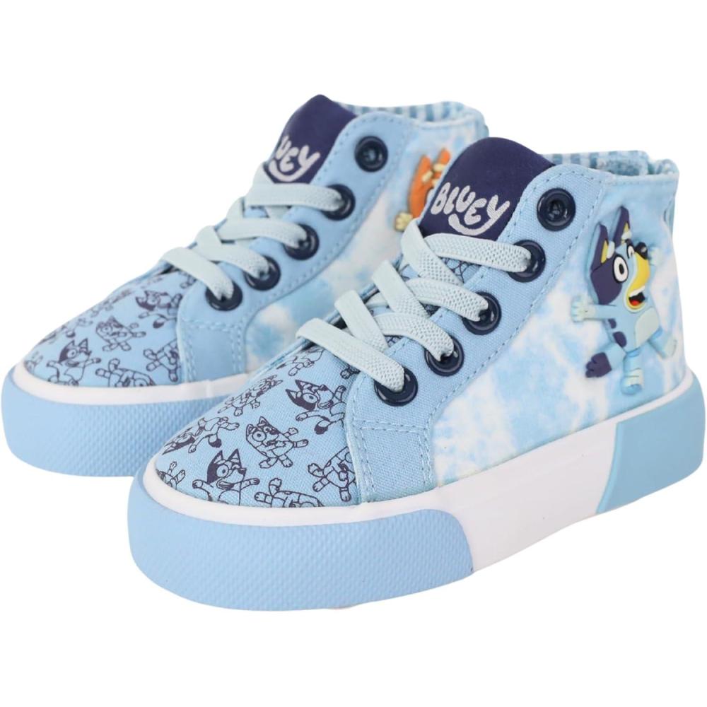 imageGround Up Bluey Sneakers for Kids Unisex Hightop Bluey and Bingo Shoes with a Side Zipper so They Slip onBlue