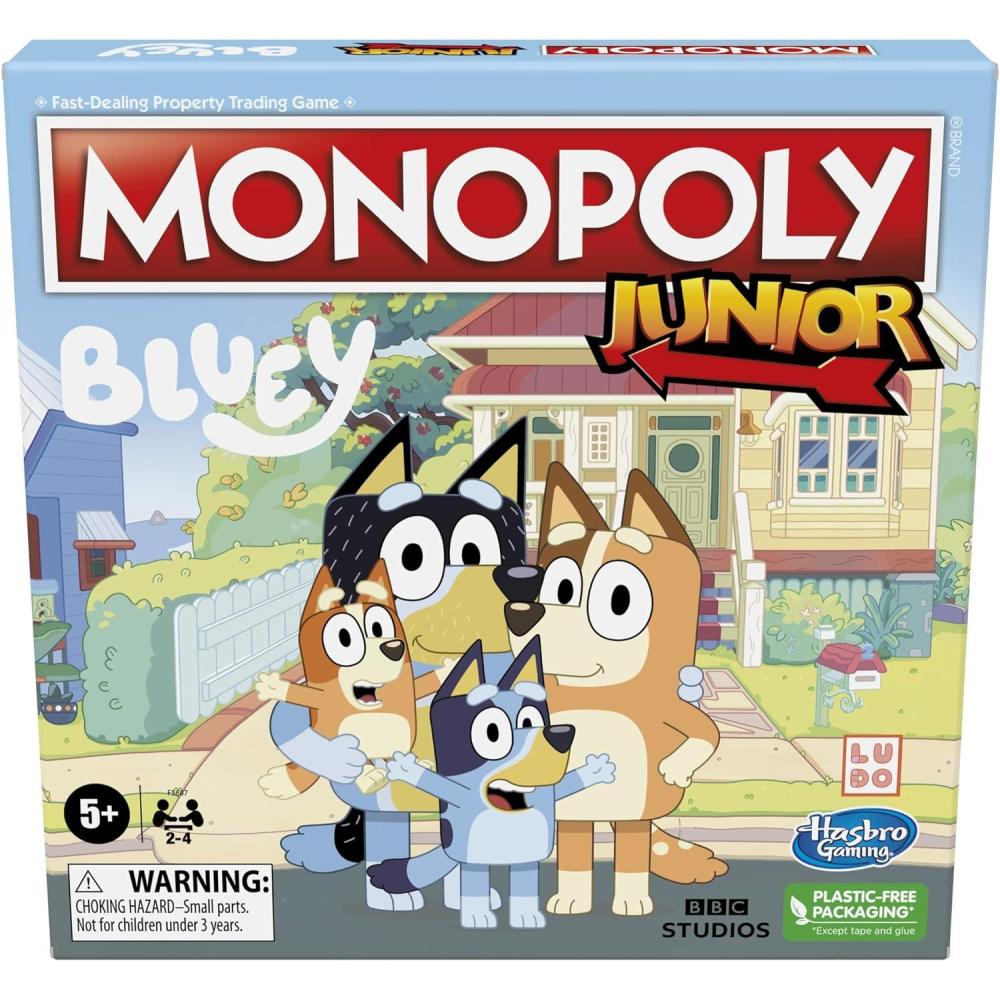 imageHasbro Gaming Monopoly Junior Bluey Edition Board Game Kids Play as Bluey Bingo Mum ampamp Dad for Girls ampamp Boys Ages 5 Amazon Exclusive