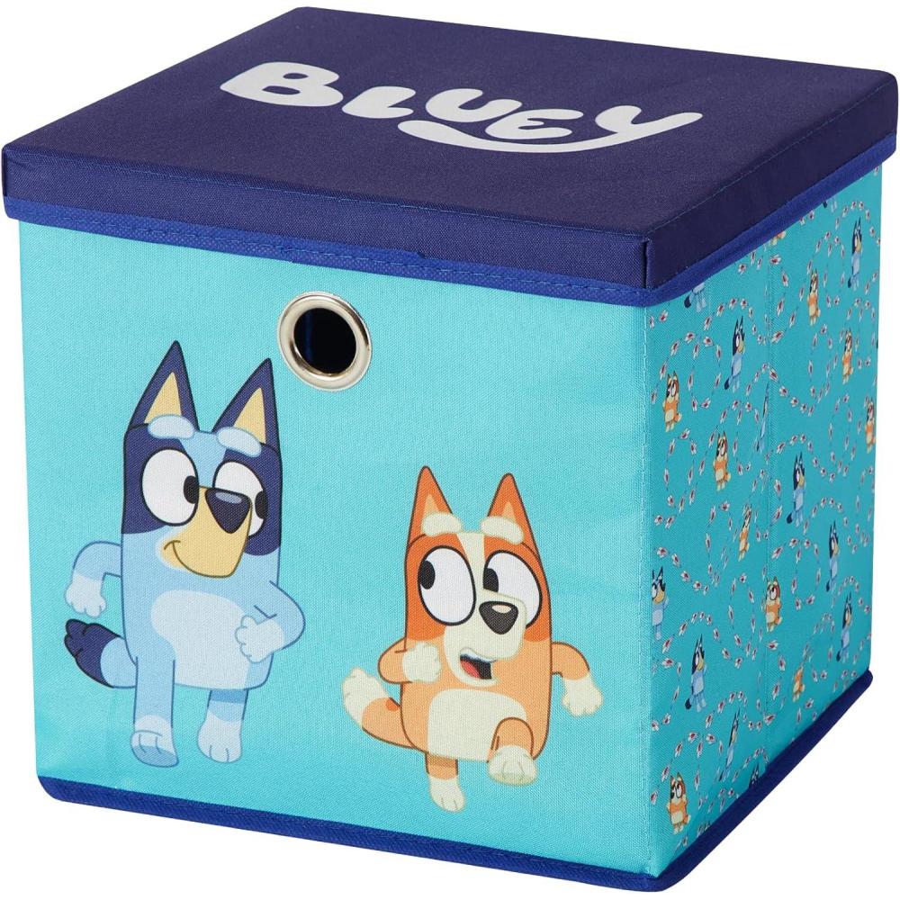 imageIdea Nuova Bluey Collapsible Fabric Storage Cube10 Organizer Bin with Lid for Bedroom Playroom and ClosetBluey