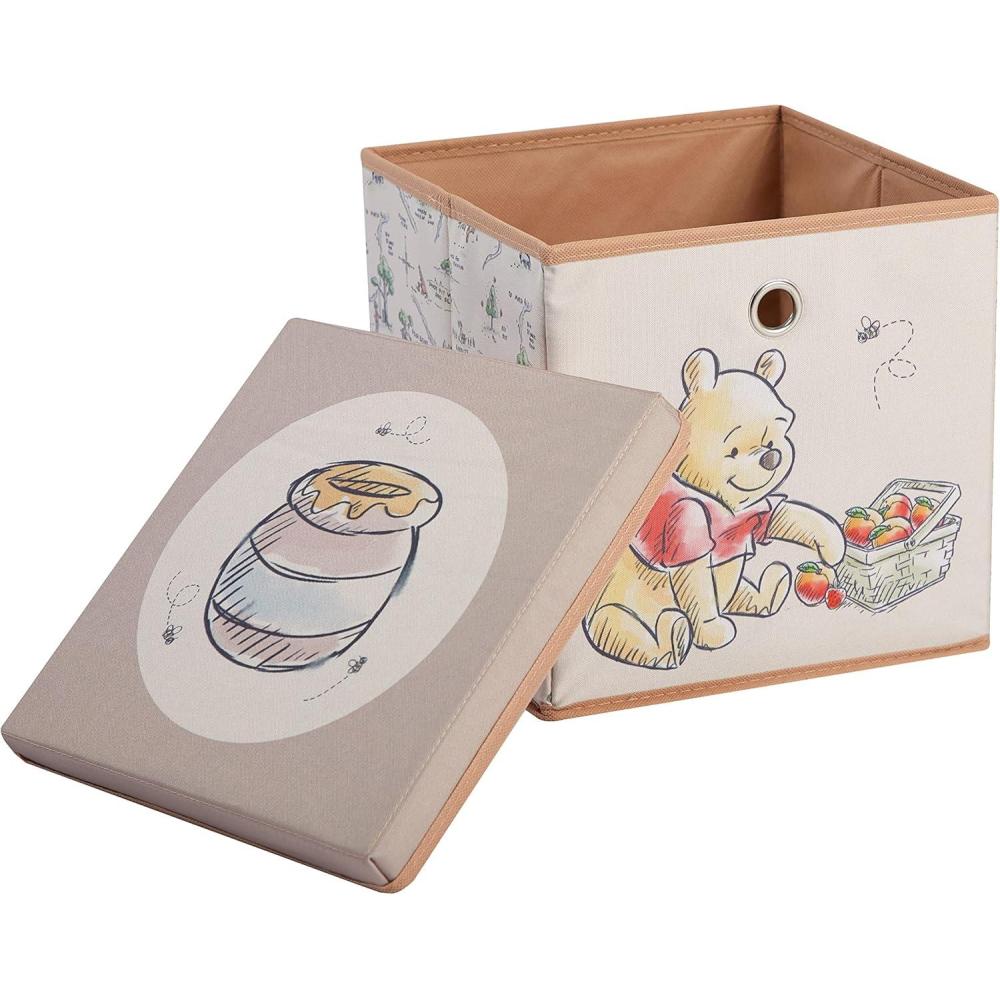imageIdea Nuova Bluey Collapsible Fabric Storage Cube10 Organizer Bin with Lid for Bedroom Playroom and ClosetWinnie The Pooh