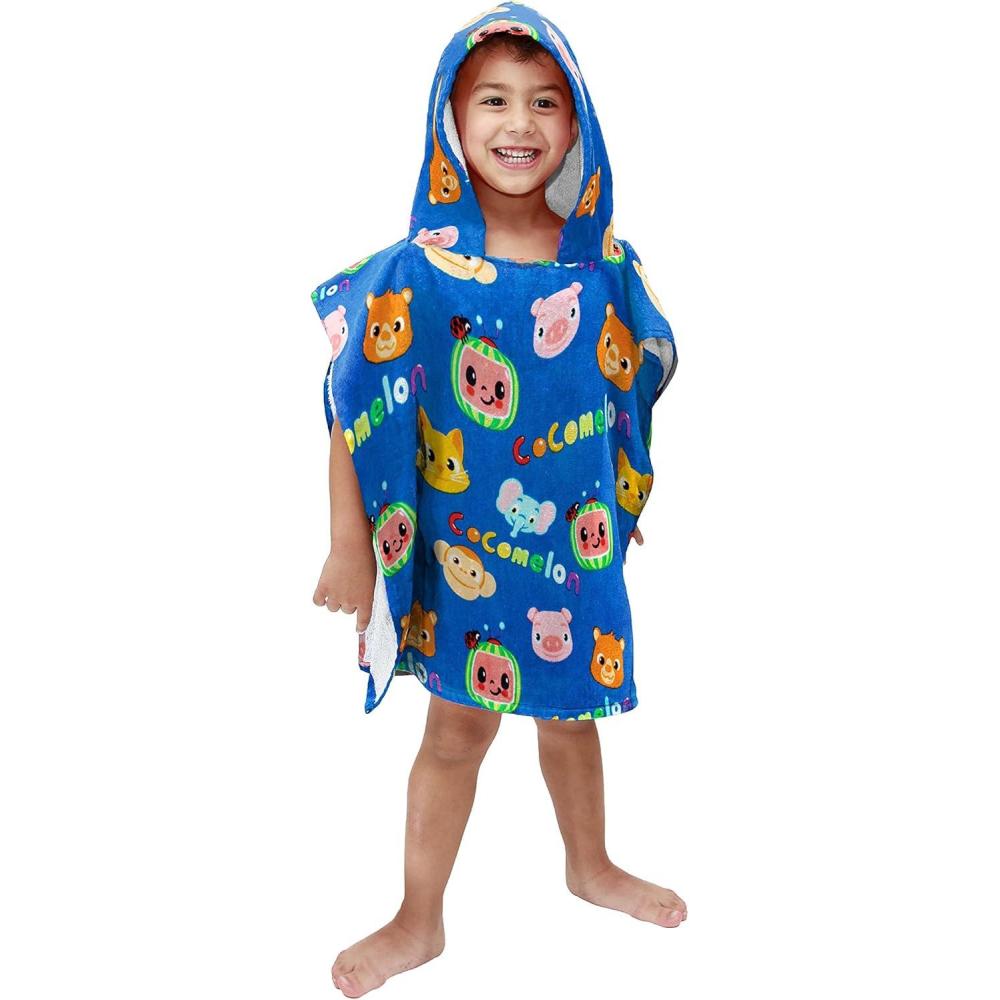 imageJay Franco Bluey Piggyback BathPoolBeach Hooded Poncho Super Soft ampamp Absorbent Cotton Towel Measures 22 x 22 Inches Official Bluey ProductBlue Cocomelon