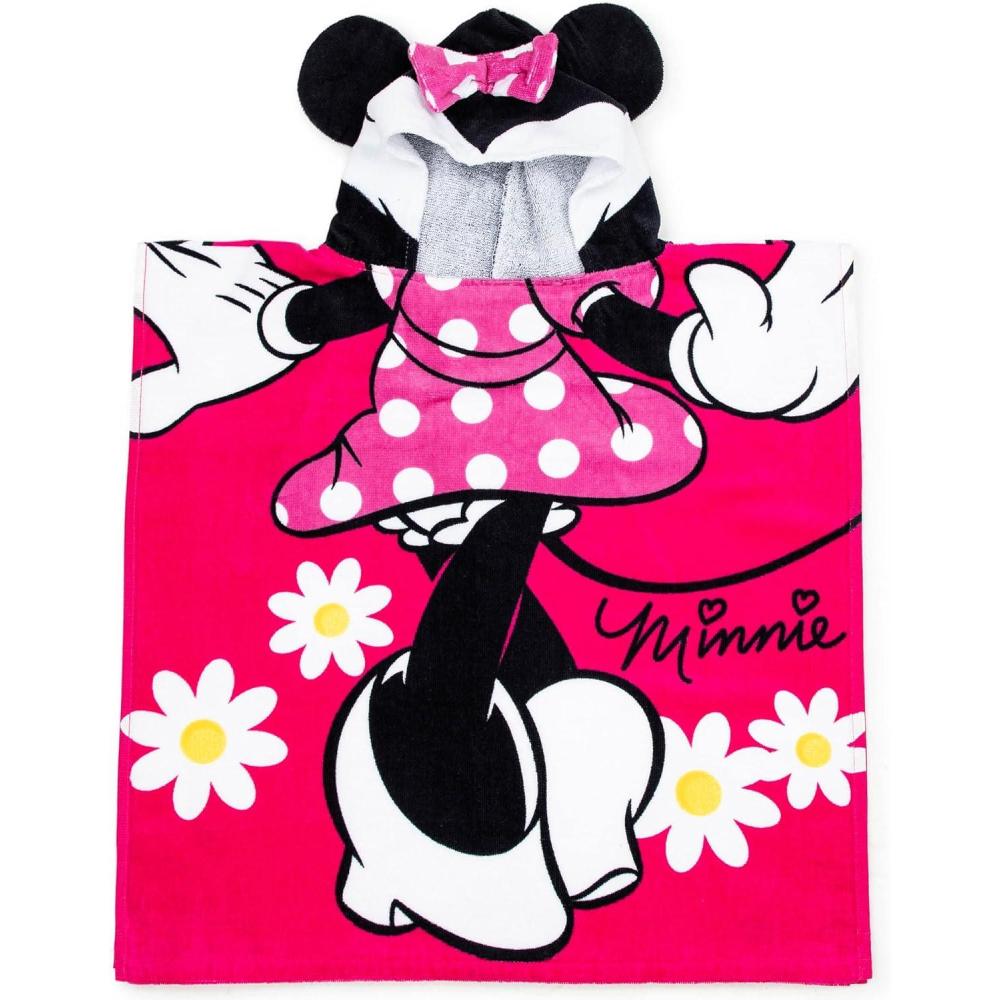 imageJay Franco Bluey Piggyback BathPoolBeach Hooded Poncho Super Soft ampamp Absorbent Cotton Towel Measures 22 x 22 Inches Official Bluey ProductPink Minnie Mouse