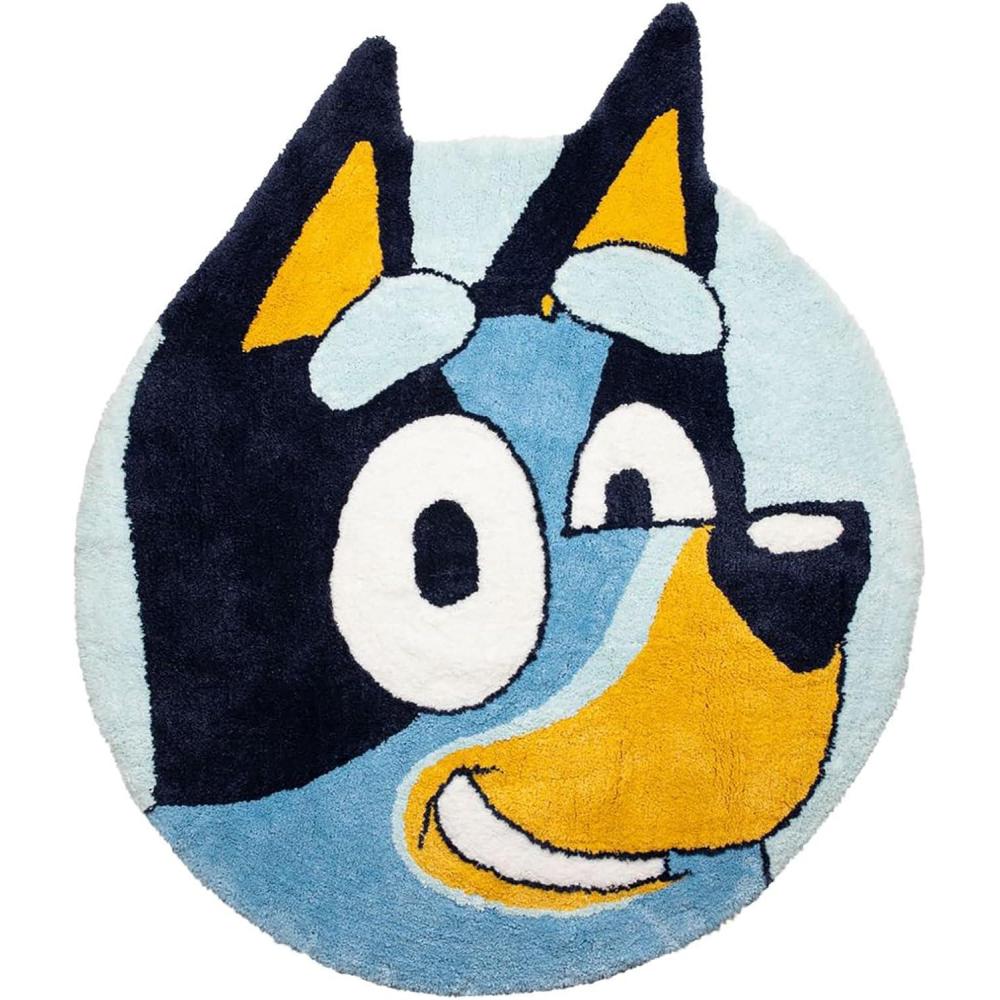 imageJay Franco Bluey Plush Blue Fluffy Accent Rug 3 x 3 ft Area Rug for Kids Bedroom or Living Room DecorBlue Bluey