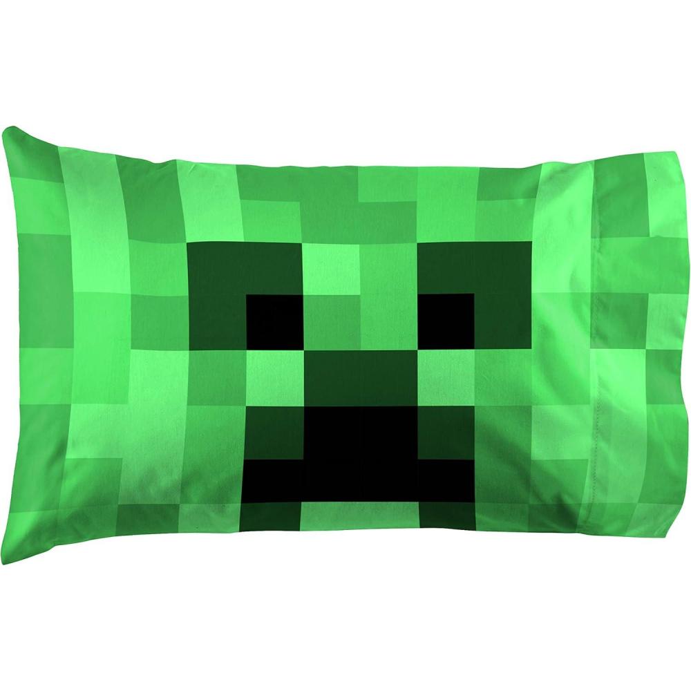 imageJay Franco Bluey ampamp Bingo 1 Single Reversible Pillowcase DoubleSided Kids Super Soft Bedding Official Bluey ProductGreen Minecraft