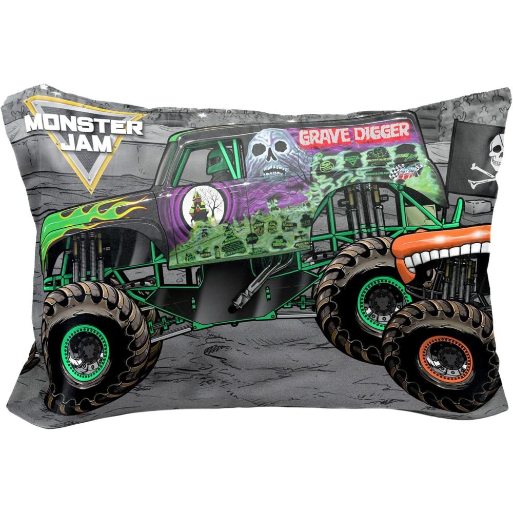 imageJay Franco Bluey ampamp Bingo 1 Single Reversible Pillowcase DoubleSided Kids Super Soft Bedding Official Bluey ProductMulti Monster Jam