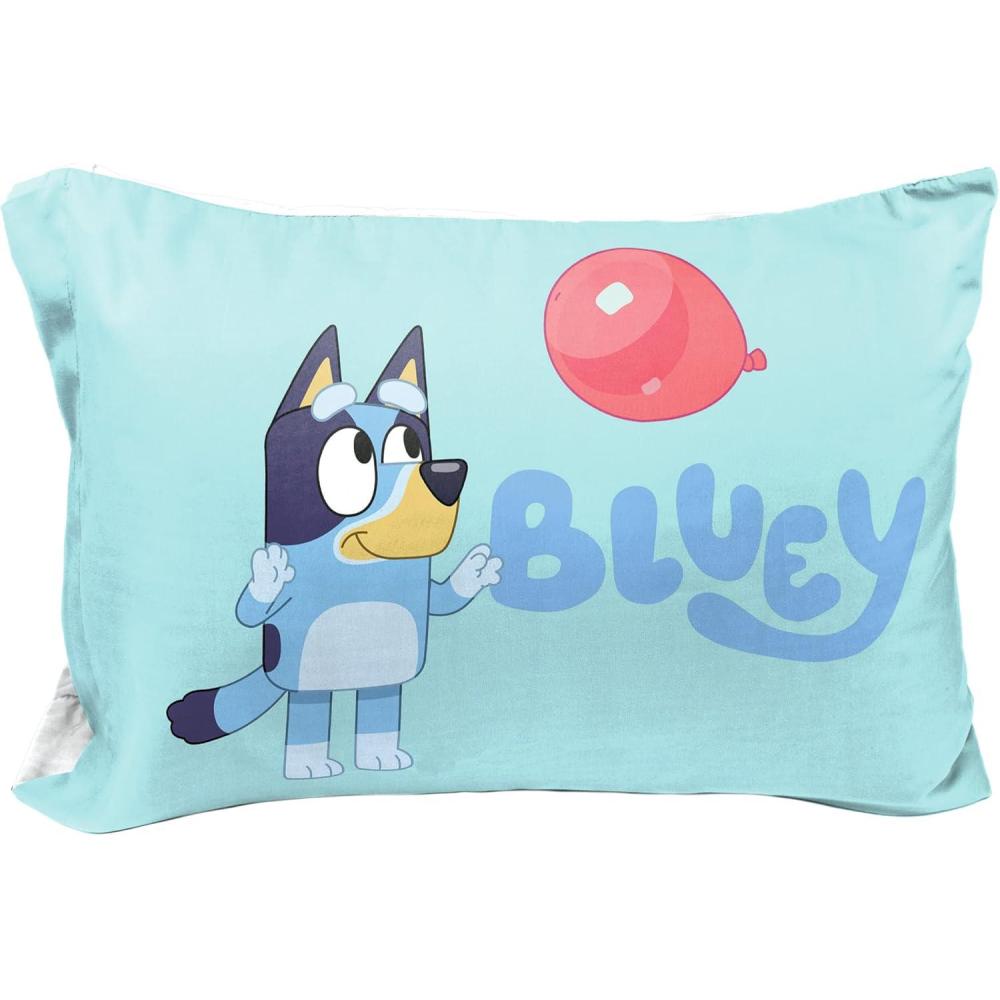 imageJay Franco Bluey ampamp Bingo 1 Single Reversible Pillowcase DoubleSided Kids Super Soft Bedding Official Bluey ProductTeal Bluey