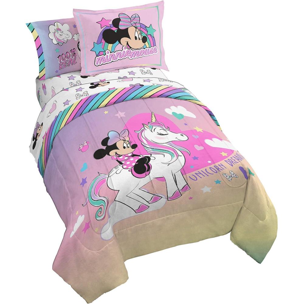 imageJay Franco Bluey ampamp Bingo 5 Piece Twin Size Bed Set Includes Comforter ampamp Sheet Set Super Soft Kids Bedding Fade Resistant Microfiber Official Bluey ProductPink Minnie Mouse