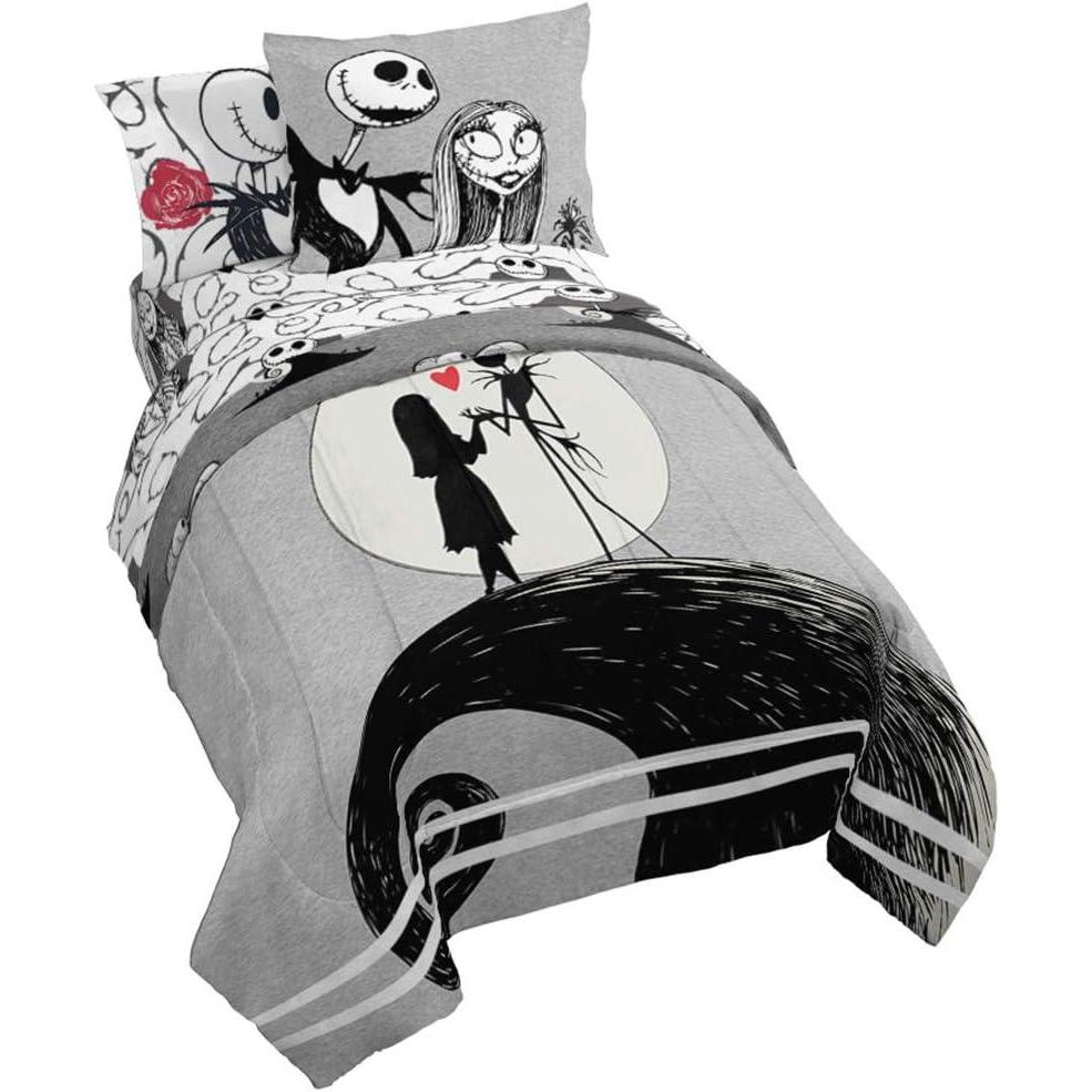 imageJay Franco Bluey ampamp Bingo 5 Piece Twin Size Bed Set Includes Comforter ampamp Sheet Set Super Soft Kids Bedding Fade Resistant Microfiber Official Bluey ProductGray Nightmare Before Christmas