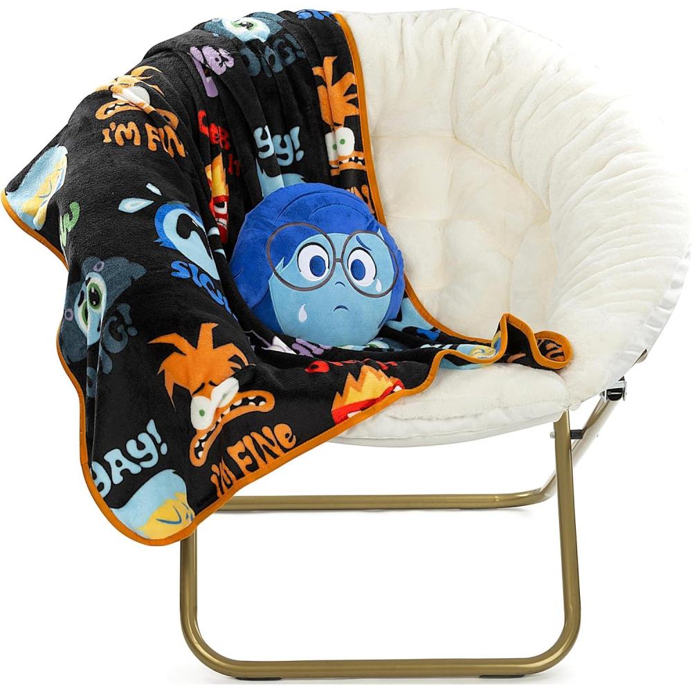 imageJay Franco Bluey ampamp Bingo Nogginz Set 40 x 50 Inch Lightweight Travel Throw Blanket ampamp Pillow Kids Super Soft 2 Piece Bedding SetBlack Sadness