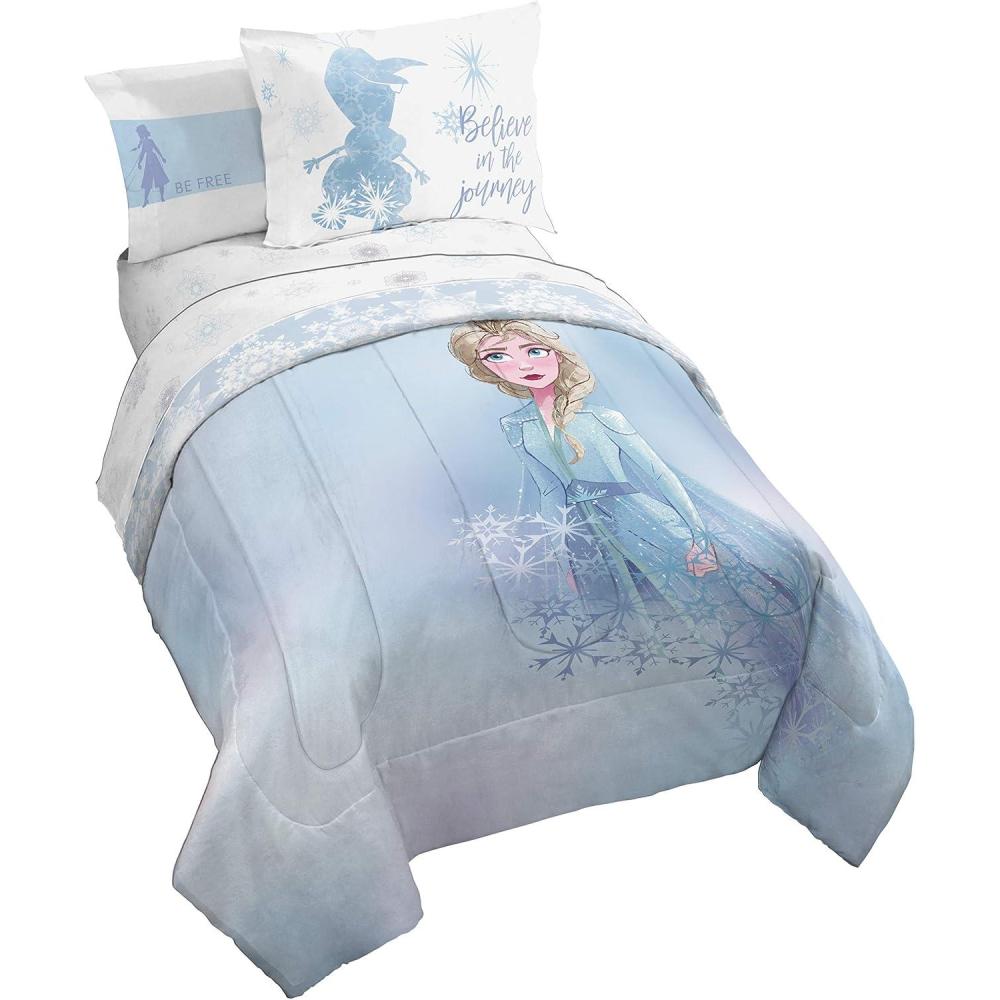 imageJay Franco Bluey ampamp Bingo Twin Comforter Set 5 Piece Bed Set Includes Sheet Set ampamp Pillow Covers Super Soft Clouds ampamp Stars Kids BeddingBlue Frozen