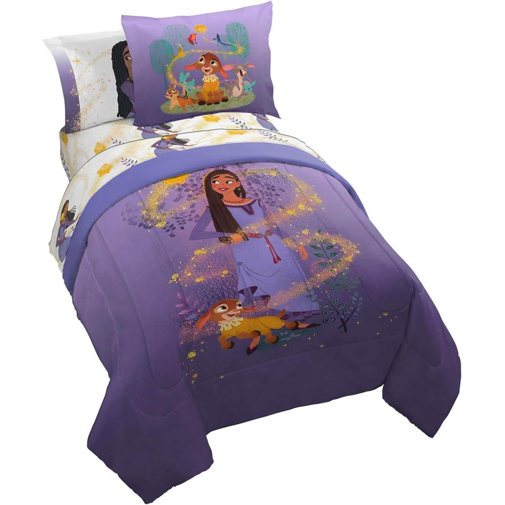 imageJay Franco Bluey ampamp Bingo Twin Comforter Set 5 Piece Bed Set Includes Sheet Set ampamp Pillow Covers Super Soft Clouds ampamp Stars Kids BeddingPurple Wish