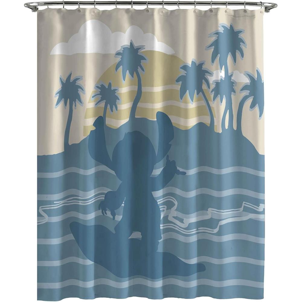 imageJay Franco Bluey and Bingo Fabric Shower Curtain Kids Teal Bathroom DcorBlue Stitch