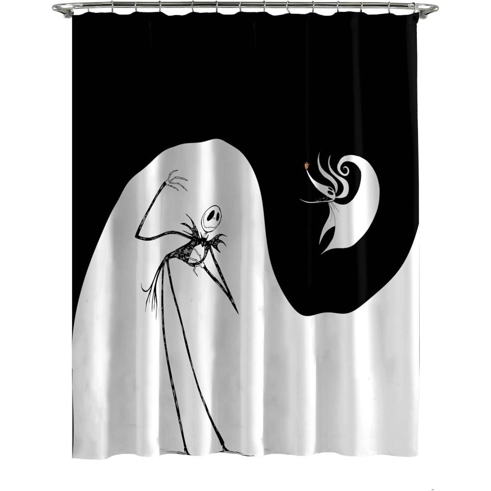 imageJay Franco Bluey and Bingo Fabric Shower Curtain Kids Teal Bathroom DcorMulti Nightmare Before Christmas